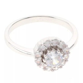 neXxtten Silver Tone Copper Metal Rhodium Plated Ring With Cubic Zirconia JWZ1046-SCR7