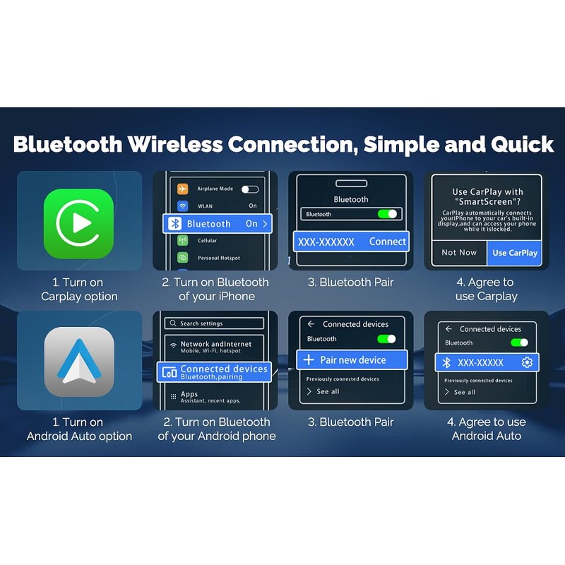 10.26" Touchscreen Wireless IOS CarPlay Android Auto Portable Screen Car
