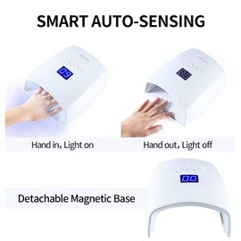 Rechargeable UV LED Nail Lamp, Professional Cordless UV Light for Nails Nail Lamp Machine with Automatic Sensor, 5 Timer Setting Fast Nail Light Curing Lamp for Salon & Home