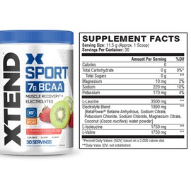 Xtend XTEND Sport BCAA Powder Strawberry Kiwi Splash-Electrolyte Powder for Recovery & Hydration with Amino Acids-30 Servings & Original BCAA Powder Glacial Grape 30 Servings