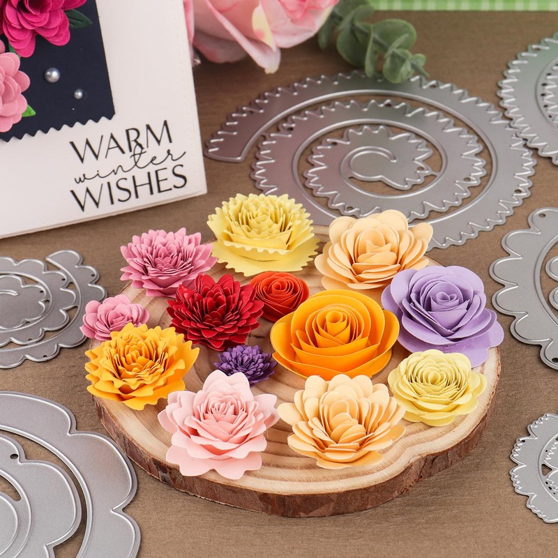 10Pcs 3D Flowers Spiral Metal Cutting Dies for Card Making