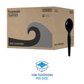 Boardwalk Heavyweight Wrapped Polystyrene Cutlery, Teaspoon, Black, 1,000/Carton