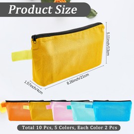 CREATCABIN 10Pcs 5 Colors Canvas Makeup Bags Small Cosmetic Organizer Pouch with Zipper Multi-Purpose Cotton Blank Travel Toiletry Bag Pencil Case for Women Men Toiletries Packing Gifts 8.3 x 5.1 Inch