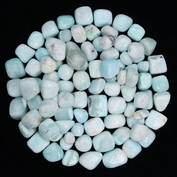 ZAICUS Blue Aragonite Tumbled Stones | 1,000+ Carats | Polished Crystals Healing | Natural Stones | Feng Shui | Chakra Balancing | Good Luck | Reiki Gift | Home Decor | Size 20-25 mm