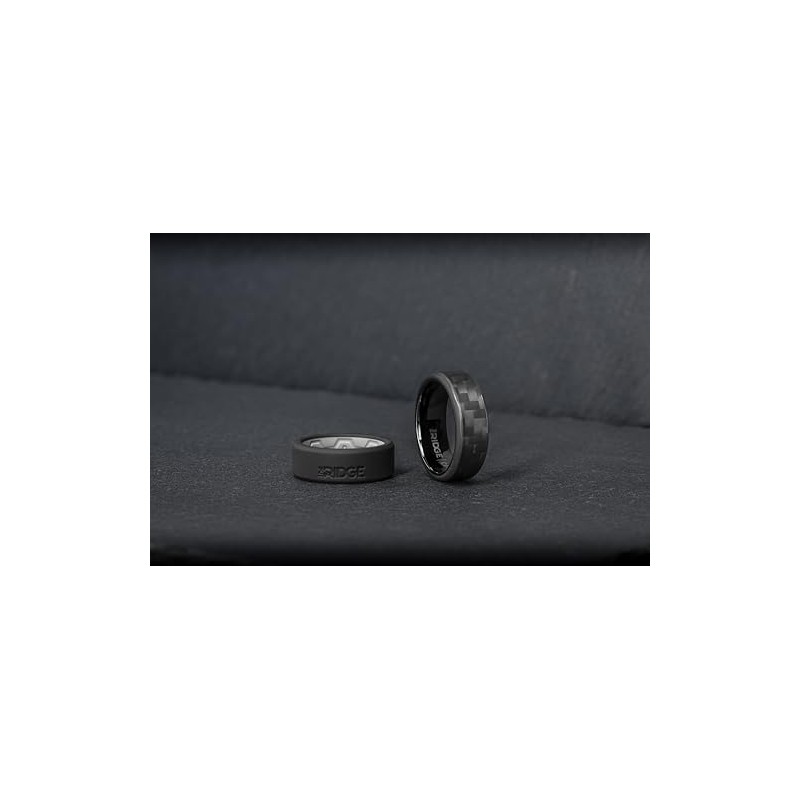 Ridge Beveled Ring Set 6mm - Carbon Fiber 3K -
