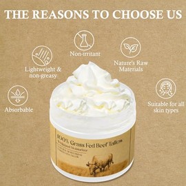 Tallow de ternerapara la piel, crema hidratante facial de caldo, crema hidratante natural organica deternera alimentada con pasto para loci'n corporal