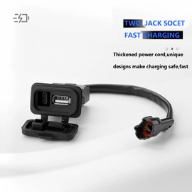 GZDLMoto Motorcycle USB Type-C Charger Port, Compatible with CFMOTO 450SS 2023-2025, 450NK, 800NK, Motorbike Converter Charging Accessories