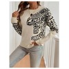SOLY HUX Women's Vintage Leopard Print Sweater Long Sleeve Crewneck