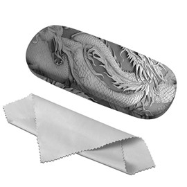 Zewurtuw Eyeglass Case Hard Shell Sunglasses Protective Eyeglasses Holder Box with Cleaning Cloth for Women Girls Men Cute Aesthetic-Dragon