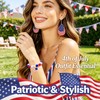 Patriotic 4th of July Flag Earrings Bracelet Set for Women