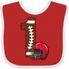 inktastic First Birthday Red Football Helmet Baby Bib Red and