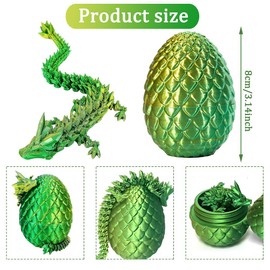 3D Dragon Egg Articulating Gemstone Crystal Dragon Figurine Dragon Removable Mystery Dragon Egg Toy Dragon Home Office Decor Executive Desk Toys（Laser Yellow Green）