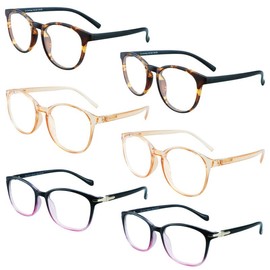 YEIN Reading Glasses 6 Pairs Blue Ligtht Blocking Reading Glasses for Men and Women Fashion Square Frame Readers(Dark tortois,Champagne,Black purple,+0.00)