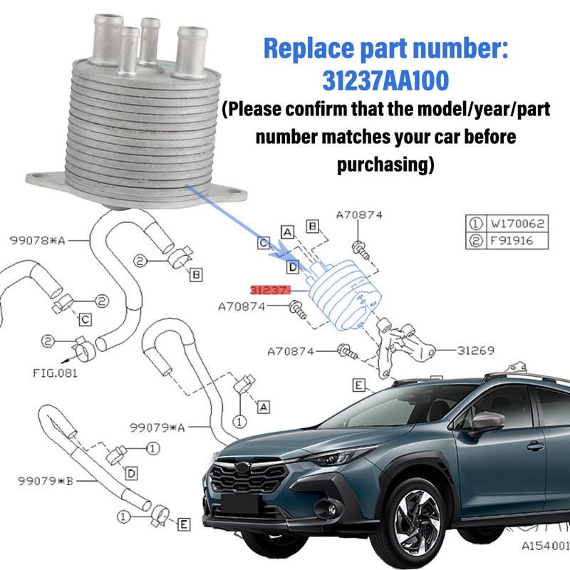 ‎‎Bledtax Automatic Transmission Oil Coole 31237AA100 Compatible with Subaru Outback