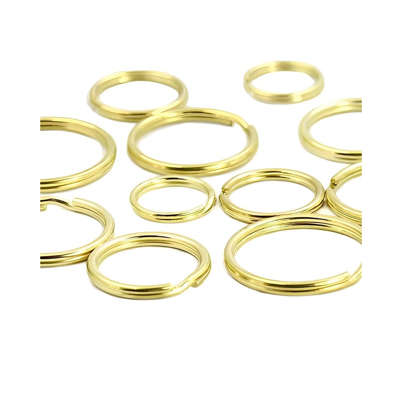 Bluemoona 10 Pcs - Brass Round Edged Keyring Keychain Split