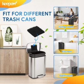 KEEPOW 12 Pack Trash Can Deodorizer Stick On Compost Bin Filter, Activated Charcoal Purifying Deodorizer for Indoor Kitchen Compost Bucket, Trash Cans, Countertop and Recycle Bins (Square)