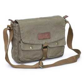 Gootium Canvas Messenger Bag - Vintage Crossbody Shoulder Bag Military Satchel - Color: Brownish Green