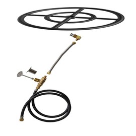 Stanbroil Natural Gas Fire Pit Burner Ring Installation Kit, Black Steel, 18-inch