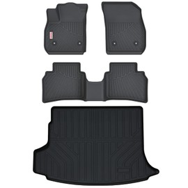 Tesson Floor Mats Accessories 2 Row Liners Set &Cargo Liner Custom Fit for 2021-2025 Buick Envision,All Weather Heavy Duty TPE Slush Car Mat Carpet & Rear Trunk Mats