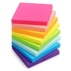 8 Pads Sticky Notes 3x3 Self-Stick Notes 8 Bright Multi Colors Purple Sticky Notes, 80 Sheet/Pad