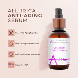Allurica Collagen Serum for Face - Collagen Peptide & Vitamin C, Anti-Aging Collagen Booster Face Serum to Reduce Wrinkles