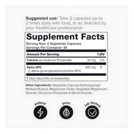 Toniq Alpha Gpc 600 Mg Con 120 Capsulas 99% Pureza Sabor S/n