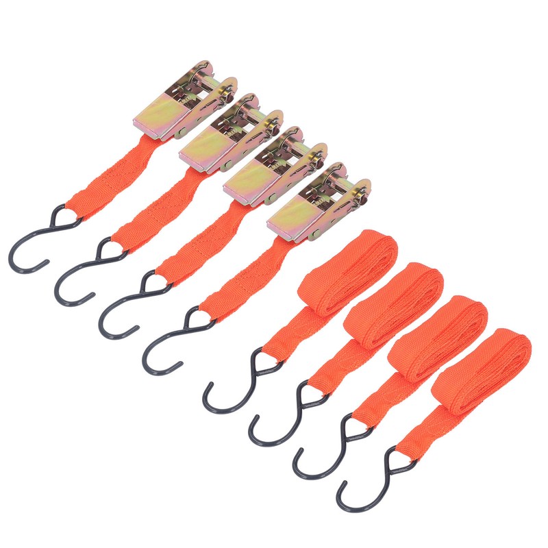 4Pcs Ratchet Tie Down Straps Motorcycle Car Buckle Set 15in