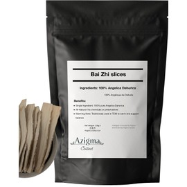 Azigma Bai Zhi Slices () 120g (4.2 oz), Angelica Dahurica, Traditional Chinese Herb, Dried Herb Slices for Tea and Recipes, Herbal Ingredient for Brewing