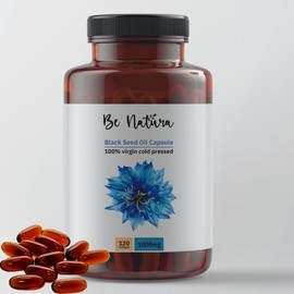Be Natura 1000mg Blackseed Oil Capsule - 120 Softgel Capsules with More Than 20mg Thymoquenine | Premium Cold Pressed Virgin Oil | High Strength Thymoquenine for Immune- System Support, Aid Digestive