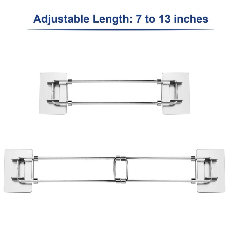 RV Shower Corner Storage Bar- Adjustable Stainless Steel Rod for