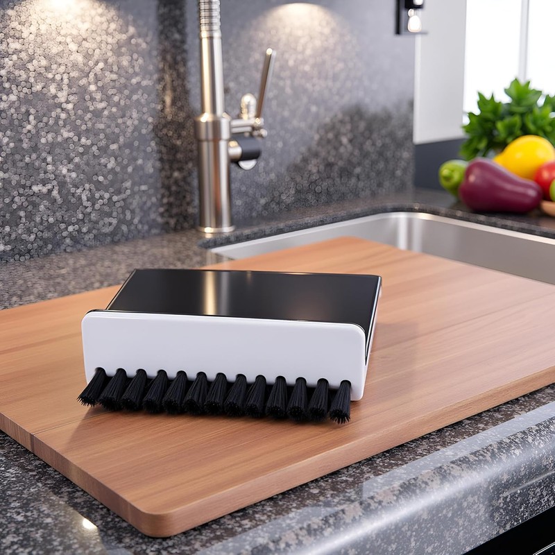 Black Kitchen Sink Squeegee Cleaner Countertop Brush Wiper Vegetable Cleaning