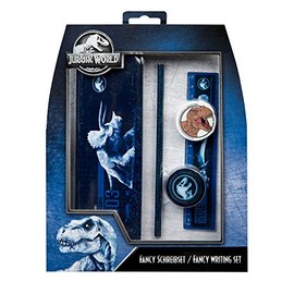 Undercover Jurassic World JURP6455 Fan Writing Set with Pencil Box, Case, Eraser, Sharpener Box and Ruler, 5 Pieces