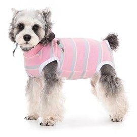 Dog Surgery Recovery Suits, Sleeveless Dog Recovery Suit Female, E-Collar & Cone Alternative Surgical Suit for Small and Medium Dogs After Surgery, Striped Dog Onesie Pajamas