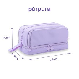 Estuche para lápices de gran capacidad,bolsas de lapices;estuche con 4 compartimentos,almacenamiento de papelería,adecuado para niños y niñas,adecuado para la escuela,oficina (Púrpura)