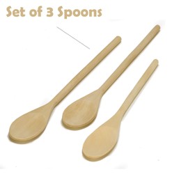 IMUSA USA IMU-71109 Wood Spoon Set 3-Piece, Tan