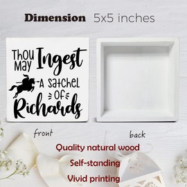 Funny Office Decor Gift for Adults Ingest a Satchel of Richards Decorations Kitchen Home Office Wood Sign for Desk Table Shelf 5 x 5 Inches