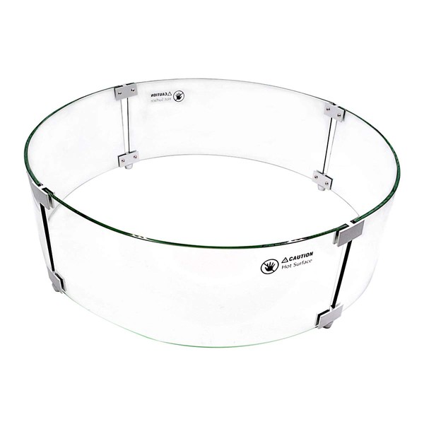 Skyflame 24" Round Fire Pit Glass Wind Guard, Thick & Clear Tempered Glass Flame Shield with Bracket & Feet, Fit for Outdoor Propane/Natural Gas Fire Pit/Table