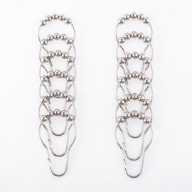 White Split Shower Curtain for Bath Transfer Benches, Polyester Fabric Bathroom Curtain, Bath Curtain with 12Hooks, 71 x 71inch