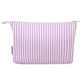Narwey Travel Makeup Bag Large Cosmetic Bag Makeup Case Organizer for Women (Purple Stripe)