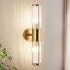 ECOBRT Modern Brushed Brass Vanity Light Fixture - Dual Glass