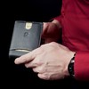 Black/White Leather Card Wallet for Men with RFID Blocker without