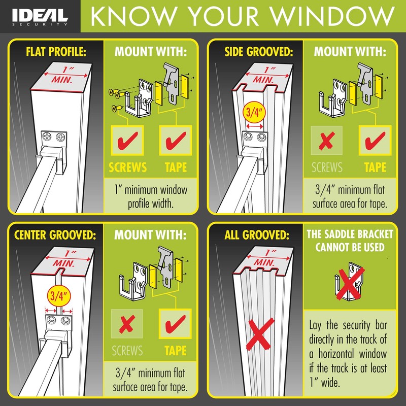 Ideal Security Sliding Window Security Bar or Patio Door Window