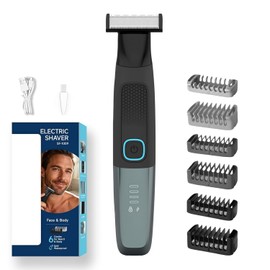 FPENG Recortadora Eléctrica de Barba Todo en Uno, Peluquero Corporal IPX6 | Carga USB, Cabezal de Corte Móvil, Hoja de doble capa, para Barba, Corporal y Zonas Intimas, Unisexo