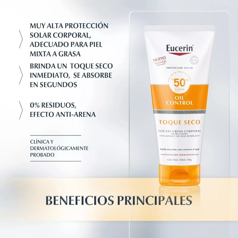 Eucerin Sun Fps50+ Gel-crema Corporal Toque Seco X 200