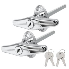 Qjaiune Truck Cap Locking T-Handles 2 Pack Camper Topper Lock, Silver T Handle Canopy Replacement Lock