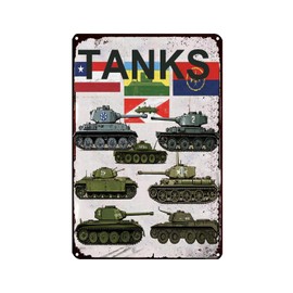 Tanks Metal Sign Retro Military Novelty Sign for Door Name Plate Plaque Home Patio Garden Bar Farm House Garage Wall Decor Tin Sign 12 x 8 Inch