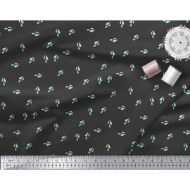 Soimoi Black Cotton Jersey Fabric Colourful Water Drops Nature Print Fabric by metre 58 Inch Wide