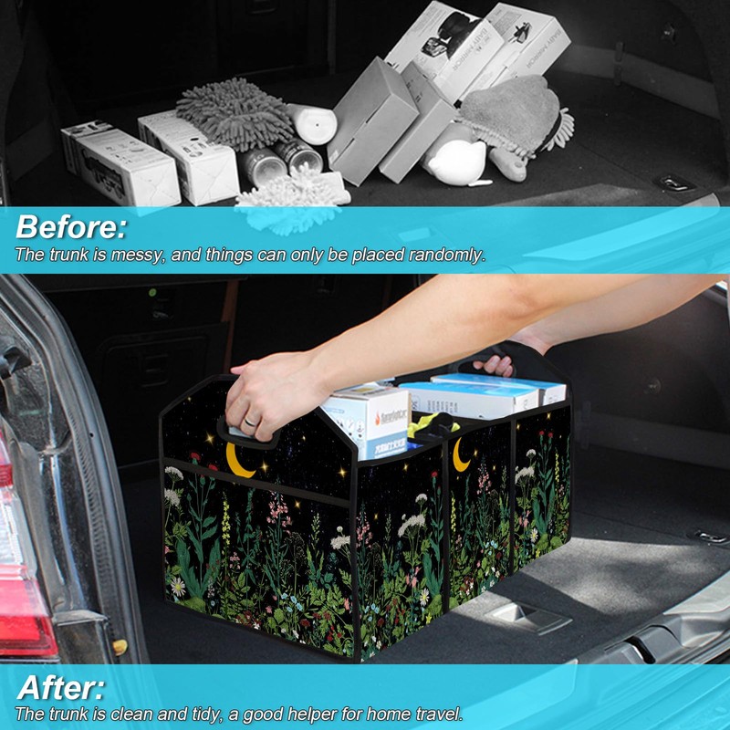FREZORA WildFlower 50L Waterproof Polyester Trunk Organizer Car Storage MultiCompartment