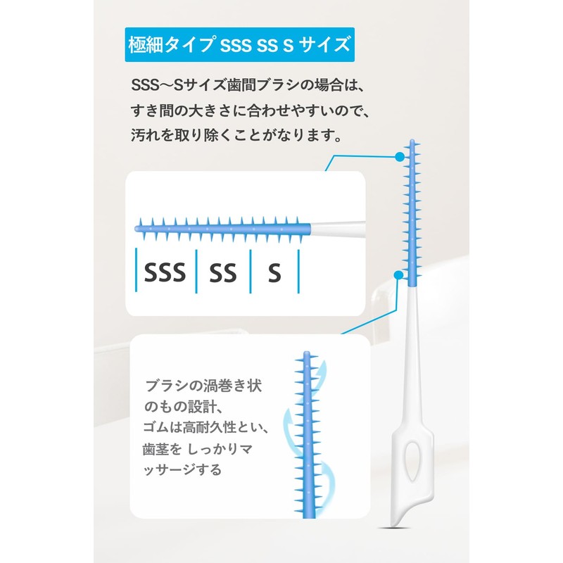 300 Pieces Interdental Brushes, SSS SS, Soft, I-Shaped Rubber, Extra