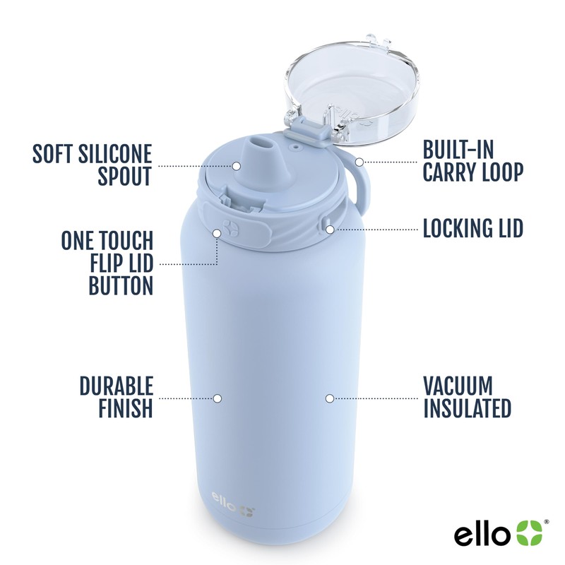 Ello Cooper 22oz Vacuum Insulated Stainless Steel Water Bottle (Halogen